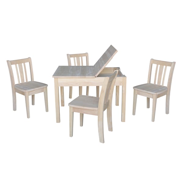 International Concepts Rectangle Table with 4 San Remo Juvenile Chairs, 24 W, 33.1 L, 22.2 H, Wood, Unfinished K-JT2532L-CC105-4 - main
